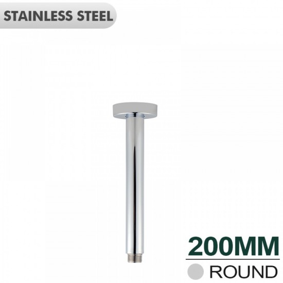 200mm Round Chrome Ceiling Shower Arm